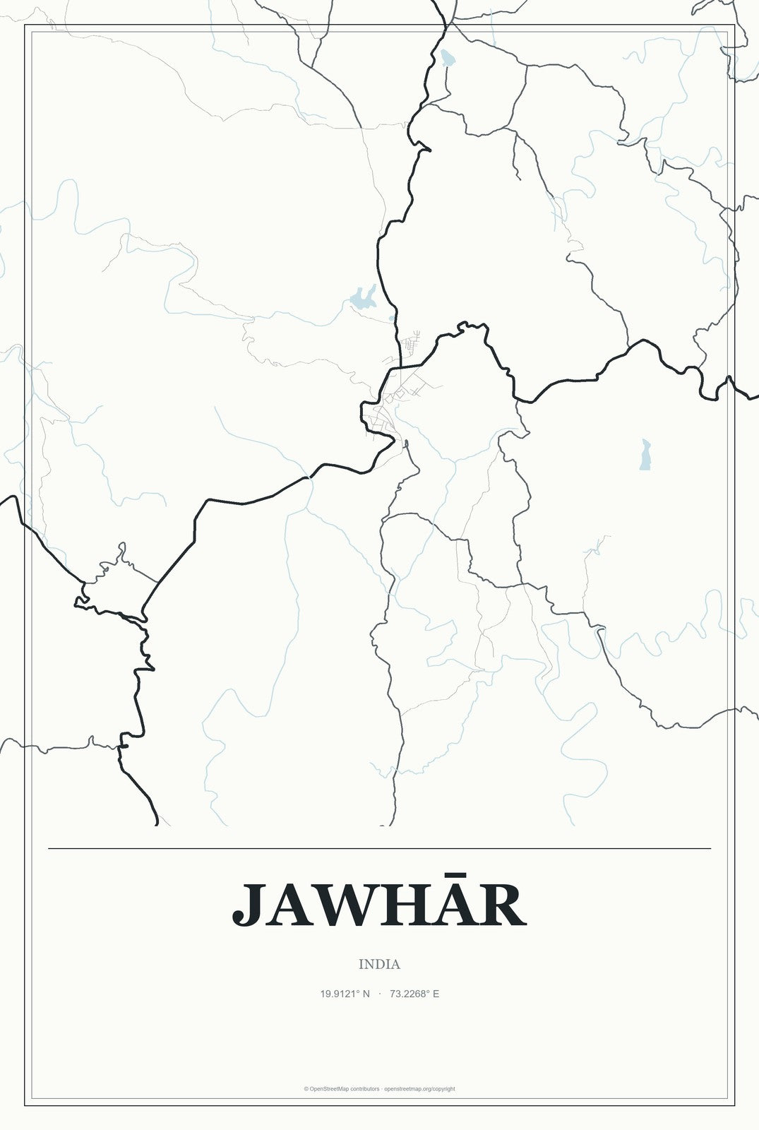 Jawhār, India City Map Aluminum Sign in Gallery Air style