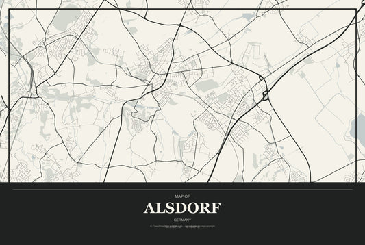 Alsdorf, Germany City Map Aluminum Sign in Museum Plaque style
