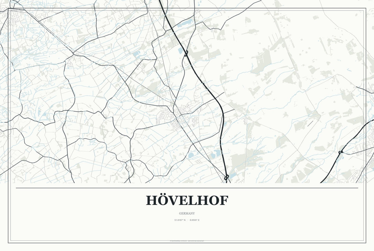 Hövelhof, Germany City Map Aluminum Sign in Gallery Air style