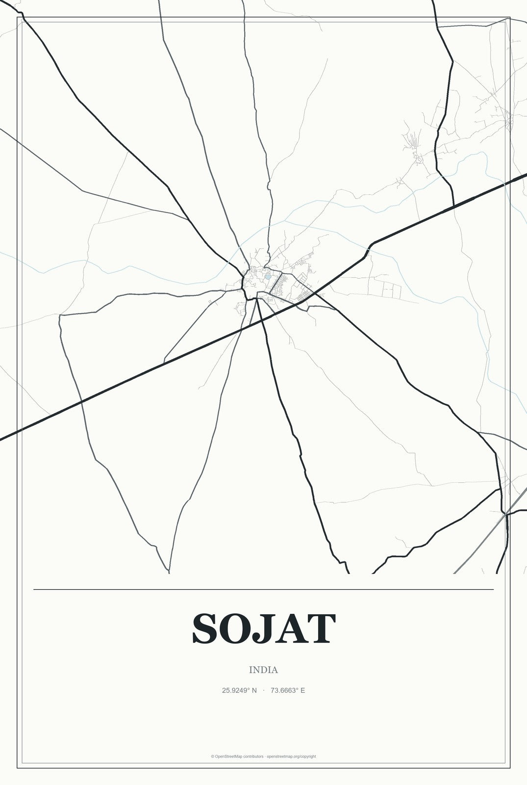 Sojat, India City Map Aluminum Sign in Gallery Air style