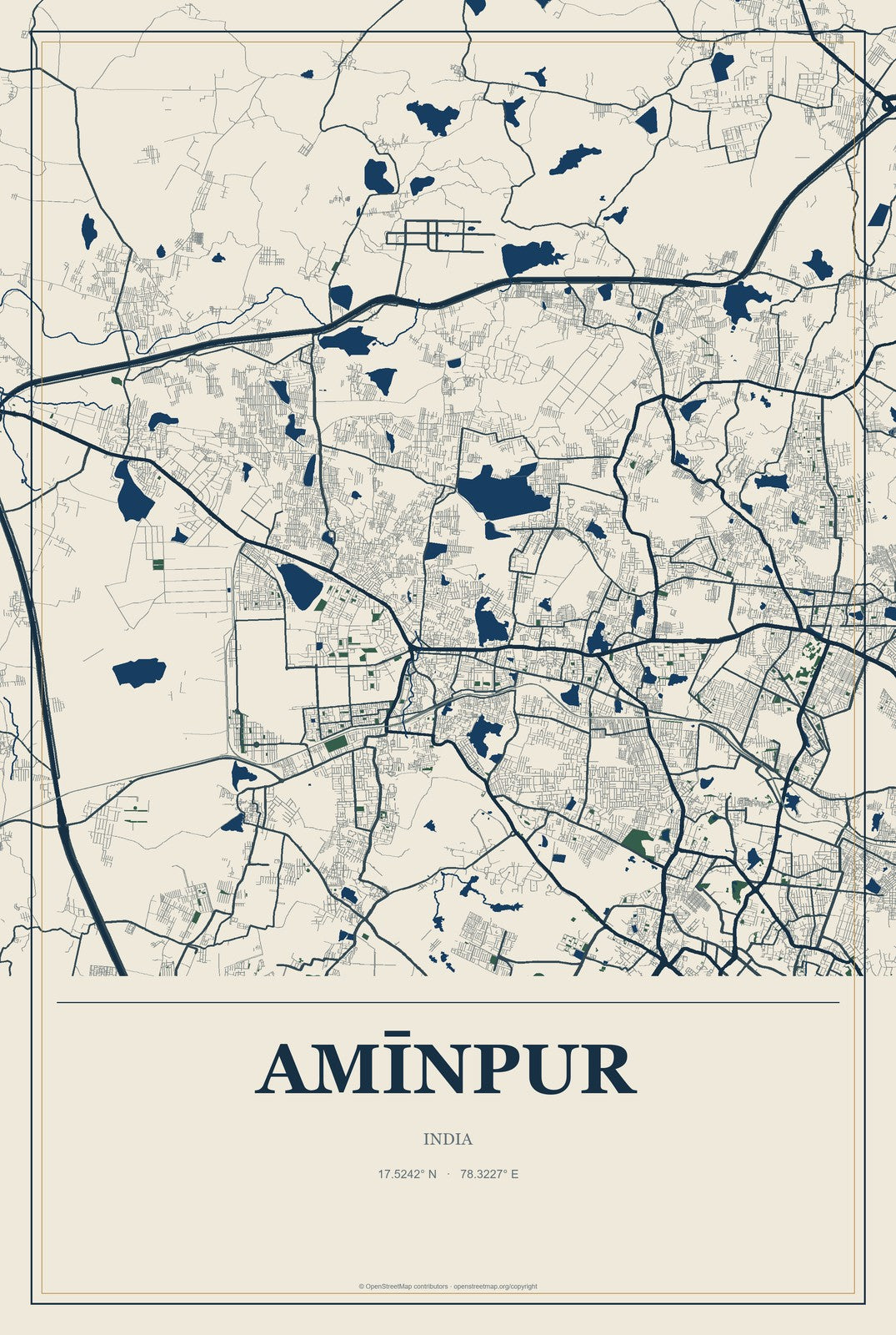 Amīnpur, India City Map Aluminum Sign in Coastal Cutout style