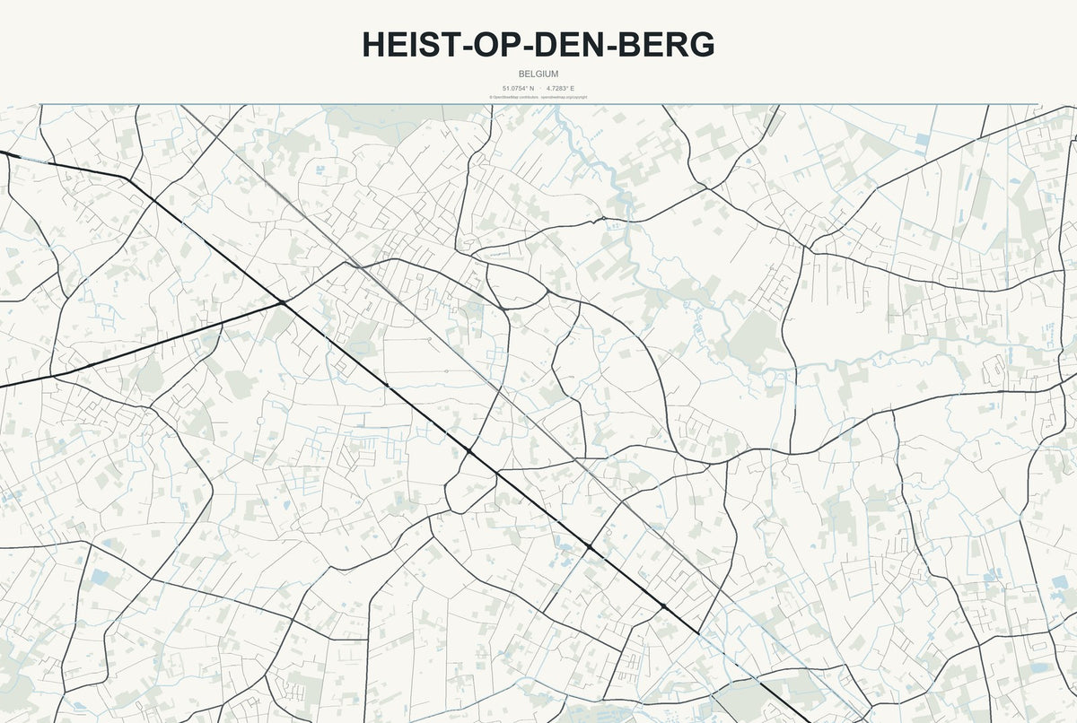 Heist-op-den-Berg, Belgium City Map Aluminum Sign in Headline Atlas style