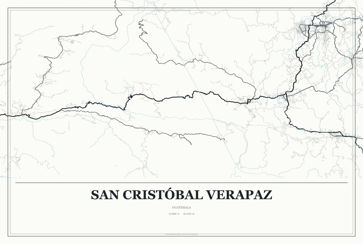 San Cristóbal Verapaz, Guatemala City Map Aluminum Sign in Gallery Air style
