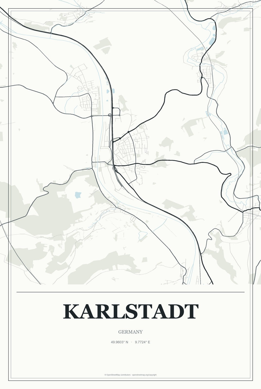 Karlstadt, Germany City Map Aluminum Sign in Gallery Air style