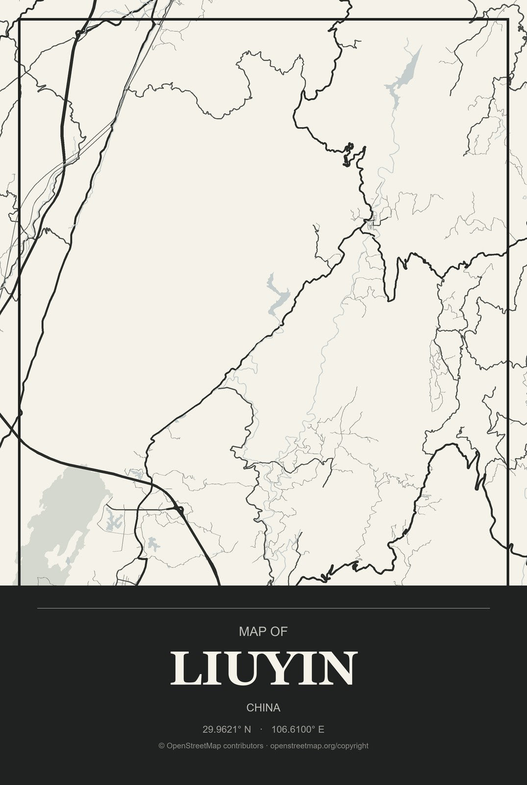 Liuyin, China City Map Aluminum Sign in Museum Plaque style