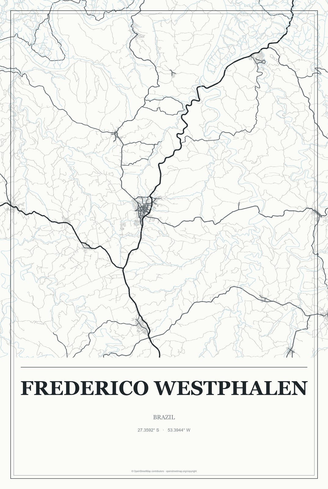 Frederico Westphalen, Brazil City Map Aluminum Sign in Gallery Air style