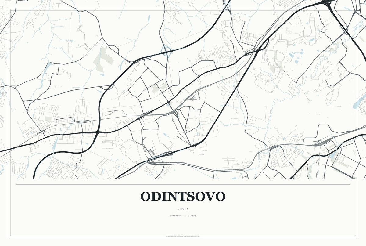 Odintsovo, Russia City Map Aluminum Sign in Gallery Air style