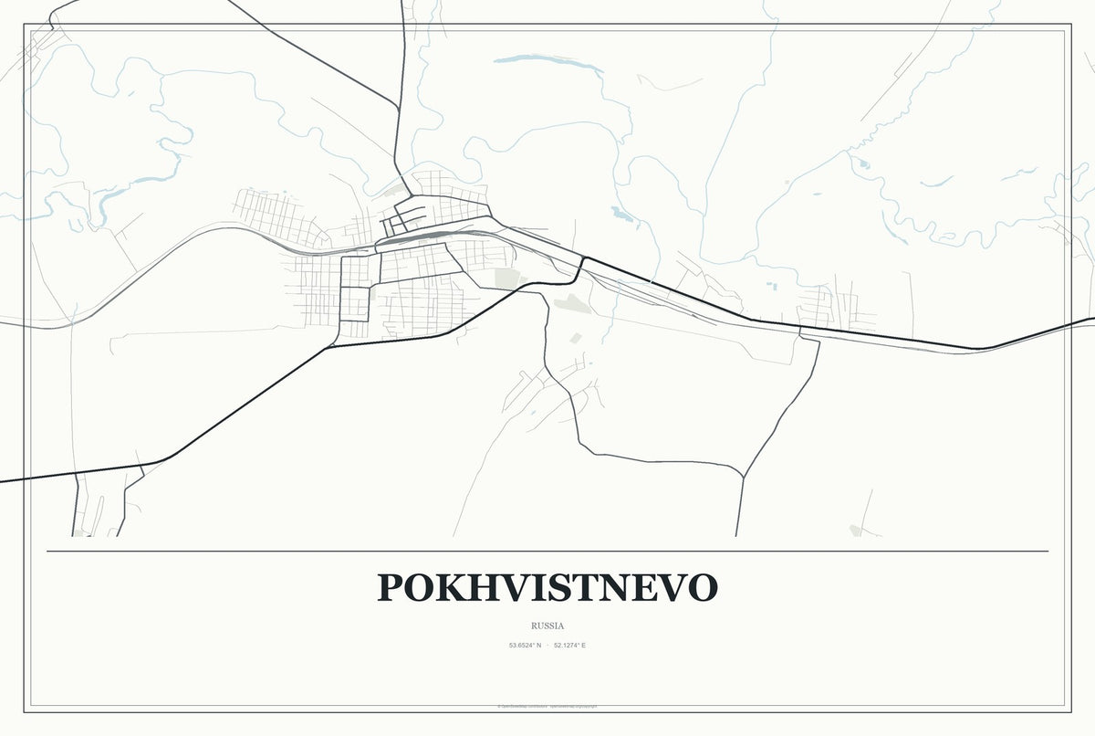 Pokhvistnevo, Russia City Map Aluminum Sign in Gallery Air style