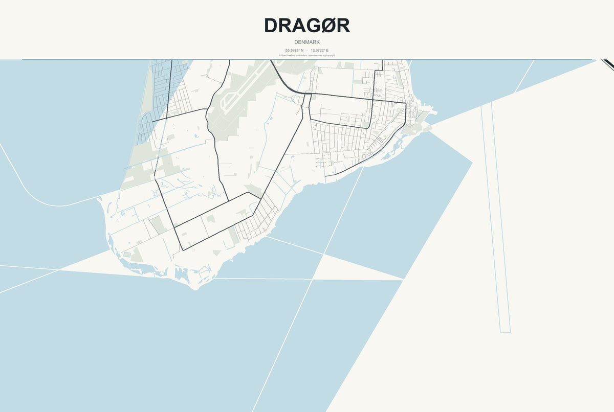 Dragør, Denmark City Map Aluminum Sign in Headline Atlas style