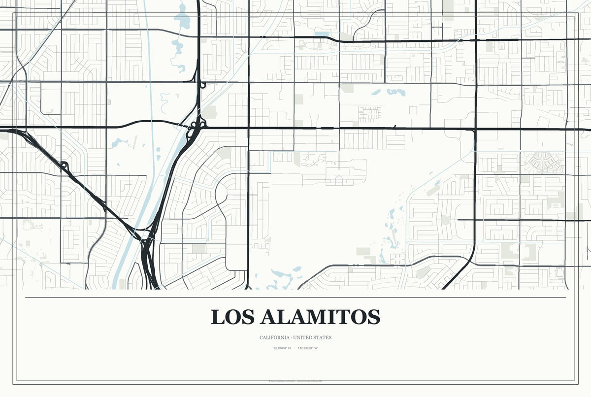 Los Alamitos, California City Map Aluminum Sign in Gallery Air style