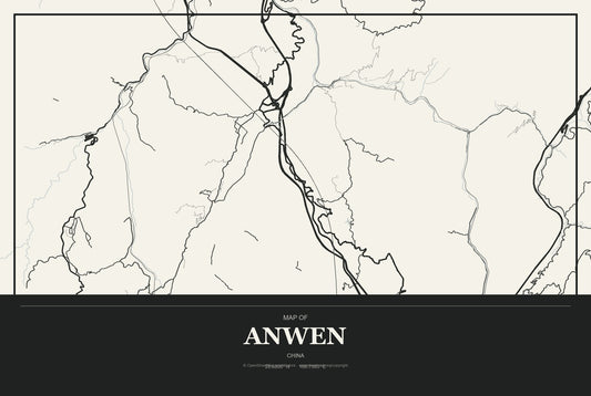 Anwen, China City Map Aluminum Sign in Museum Plaque style
