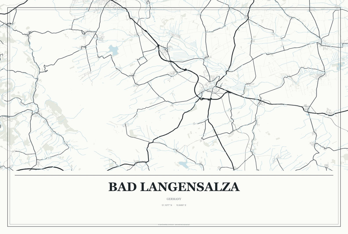 Bad Langensalza, Germany City Map Aluminum Sign in Gallery Air style