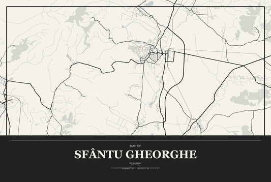 Sfântu Gheorghe, Romania City Map Aluminum Sign in Museum Plaque style