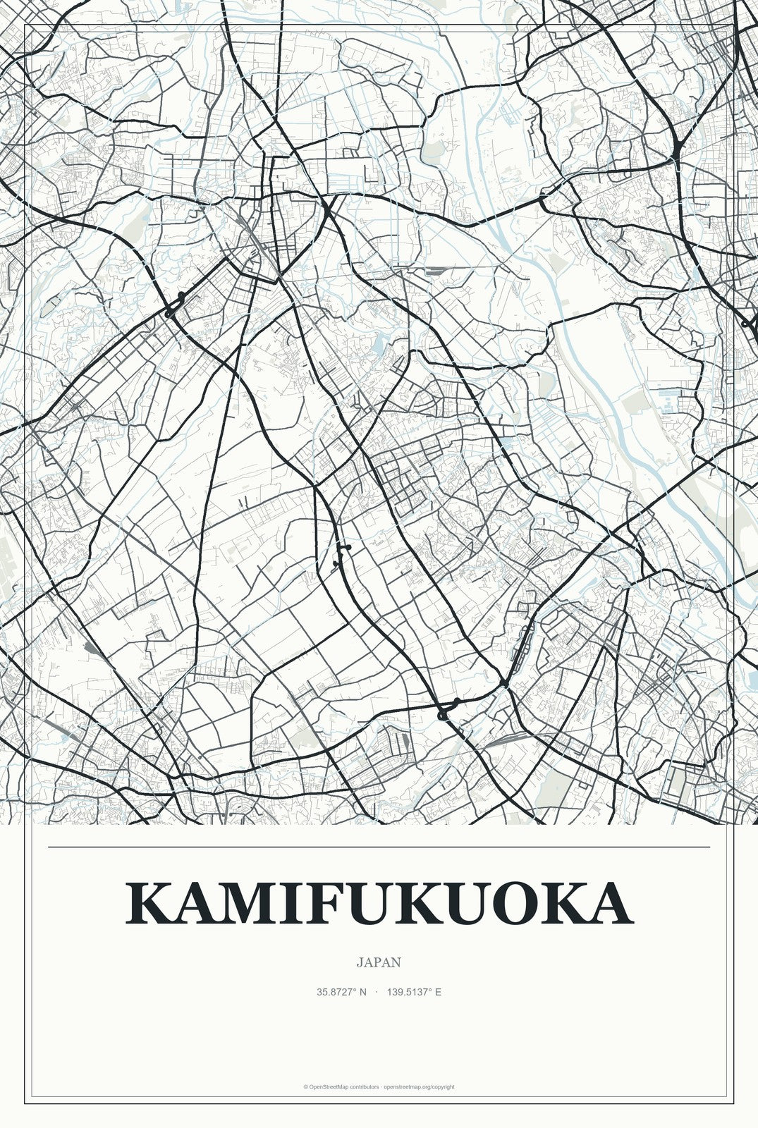 Kamifukuoka, Japan City Map Aluminum Sign in Gallery Air style