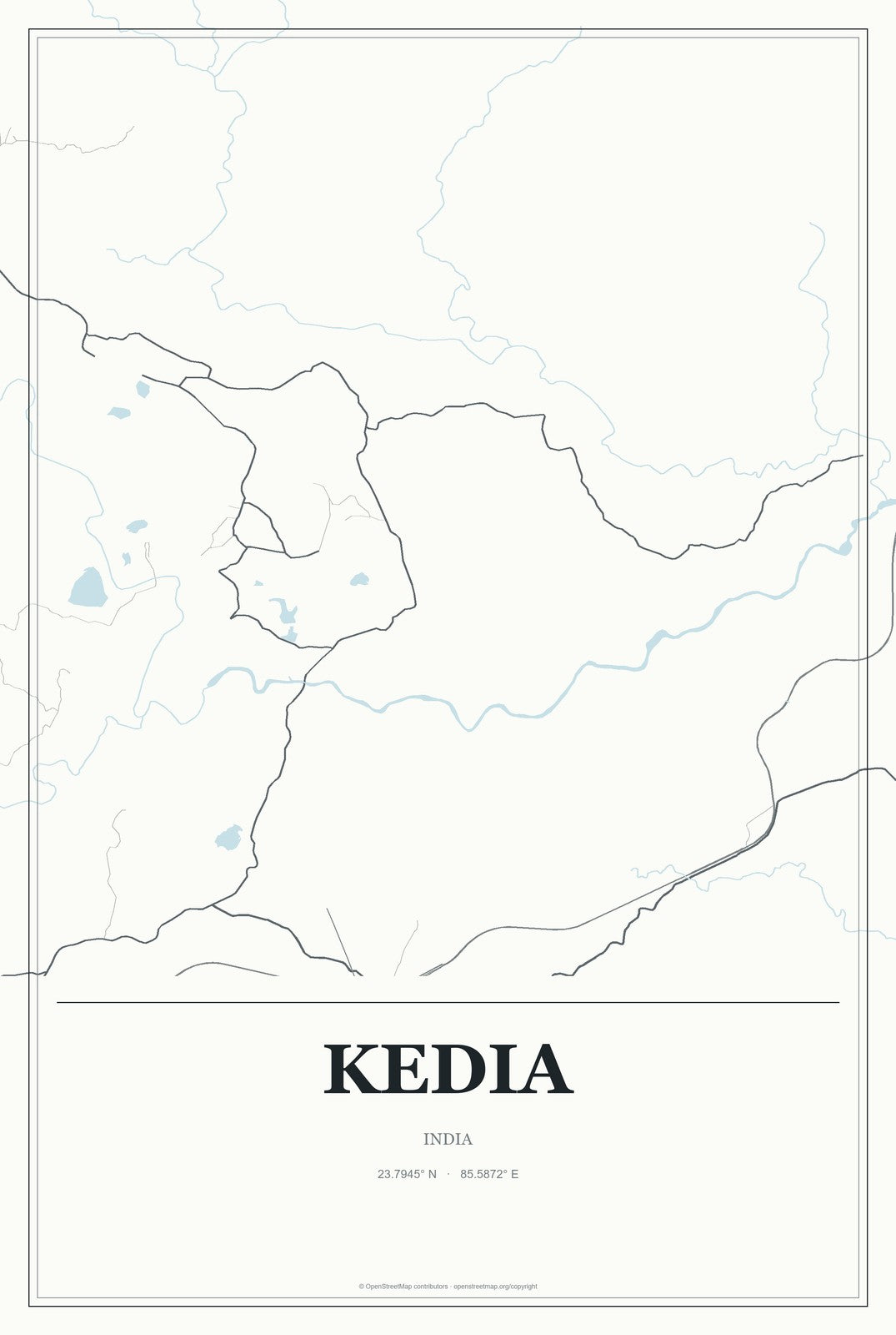 Kedia, India City Map Aluminum Sign in Gallery Air style