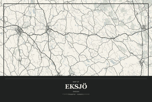 Eksjö, Sweden City Map Aluminum Sign in Museum Plaque style
