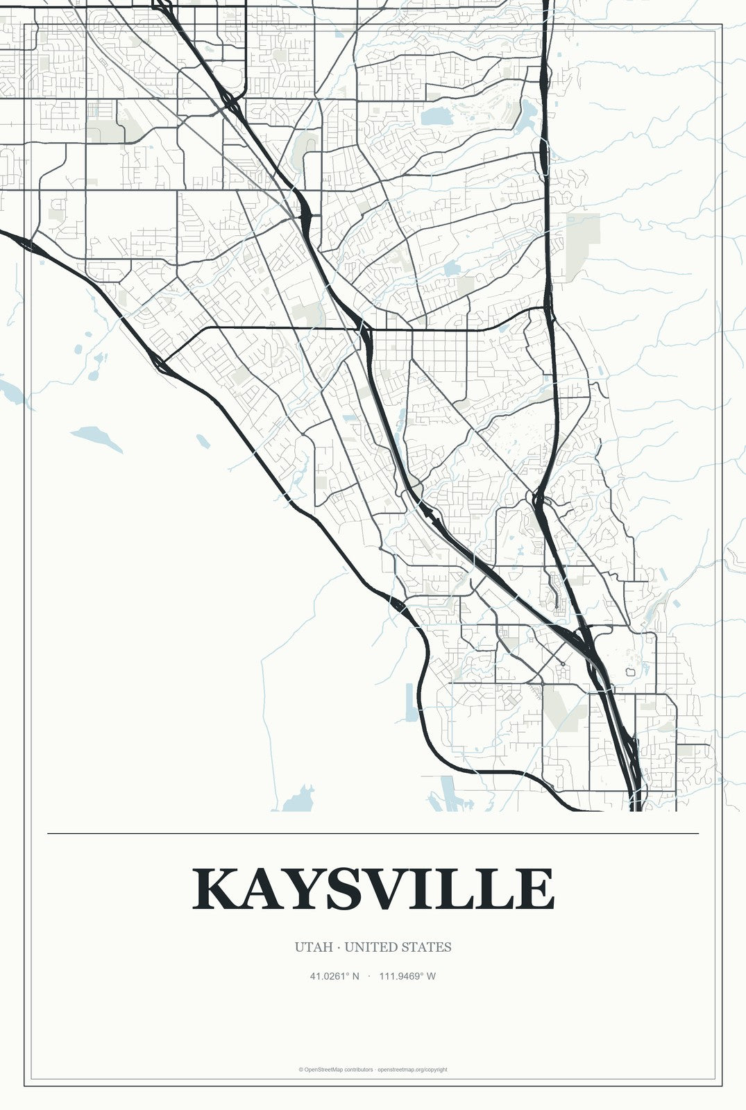 Kaysville, Utah City Map Aluminum Sign in Gallery Air style