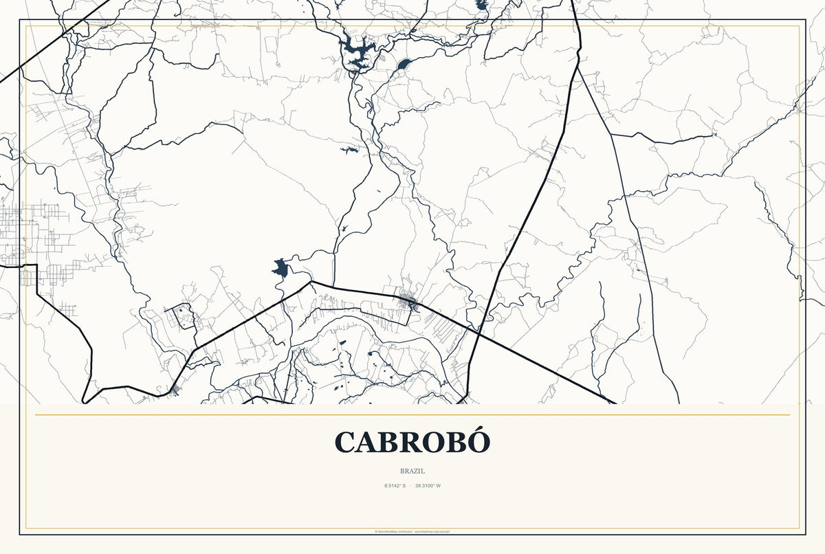 Cabrobó, Brazil City Map Aluminum Sign in Citrine Modern style