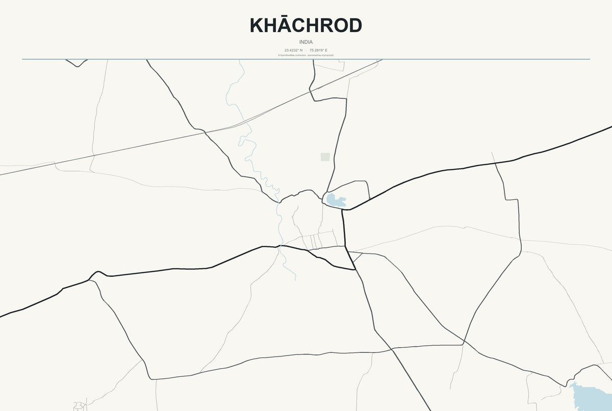 Khāchrod, India City Map Aluminum Sign in Headline Atlas style