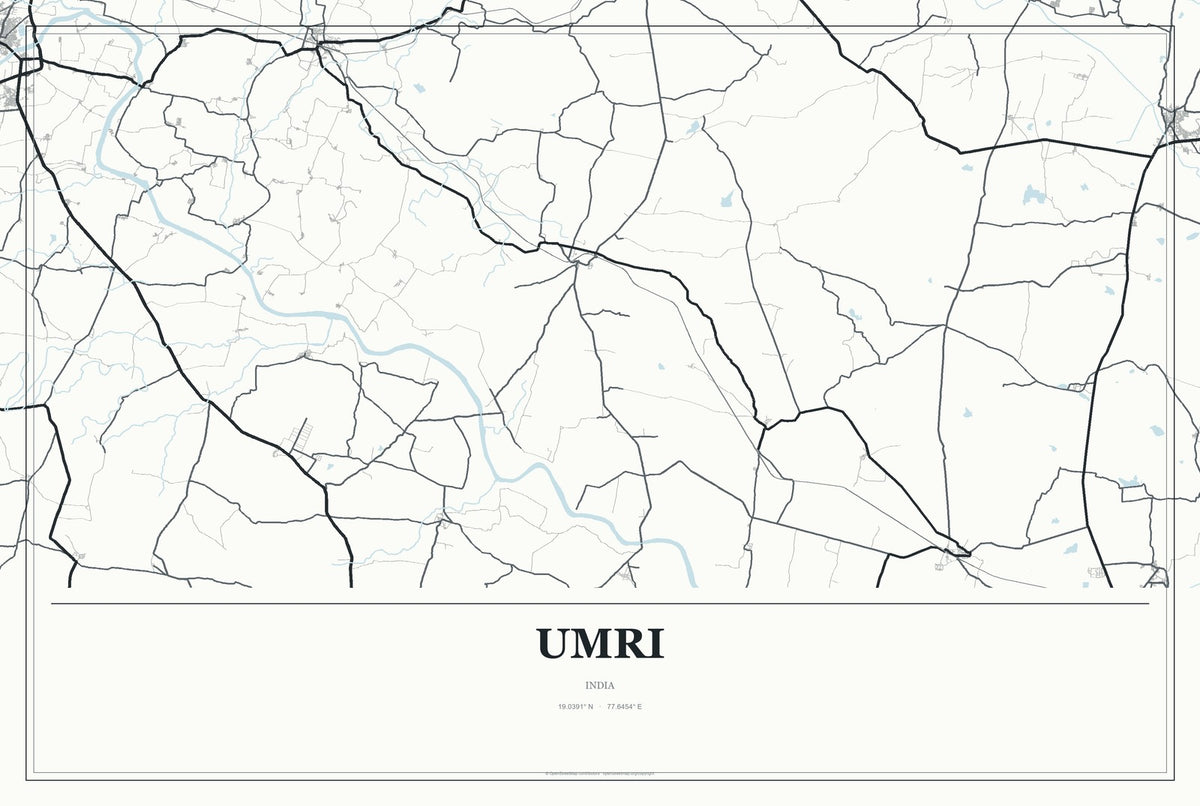Umri, India City Map Aluminum Sign in Gallery Air style