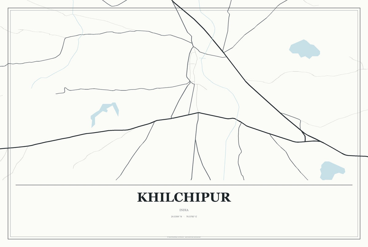Khilchipur, India City Map Aluminum Sign in Gallery Air style