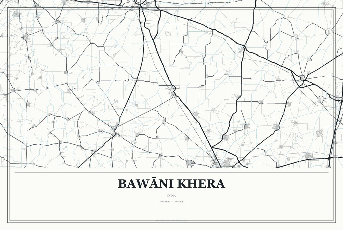 Bawāni Khera, India City Map Aluminum Sign in Gallery Air style