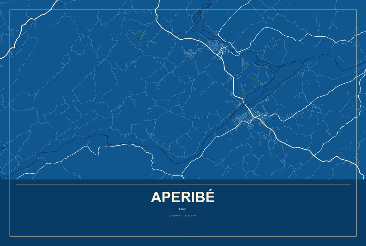 Aperibé, Brazil City Map Aluminum Sign in Harbor Cobalt style
