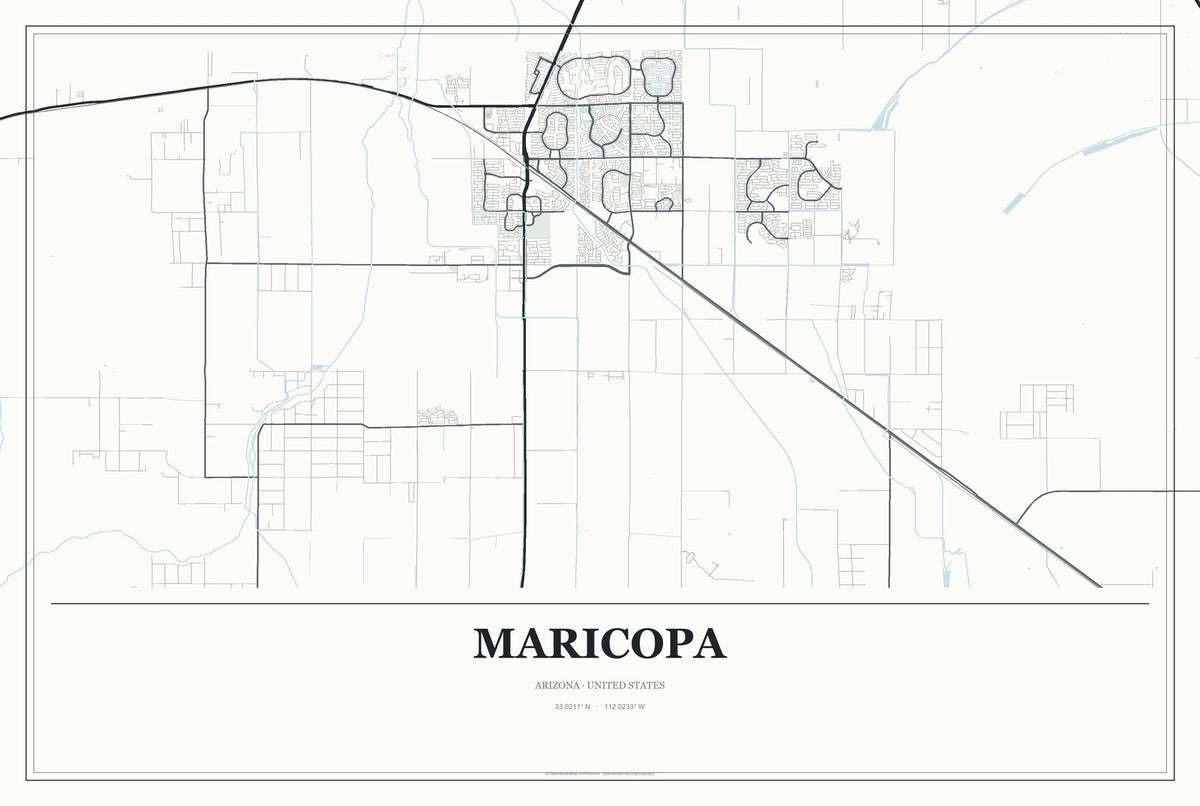 Maricopa, Arizona City Map Aluminum Sign in Gallery Air style