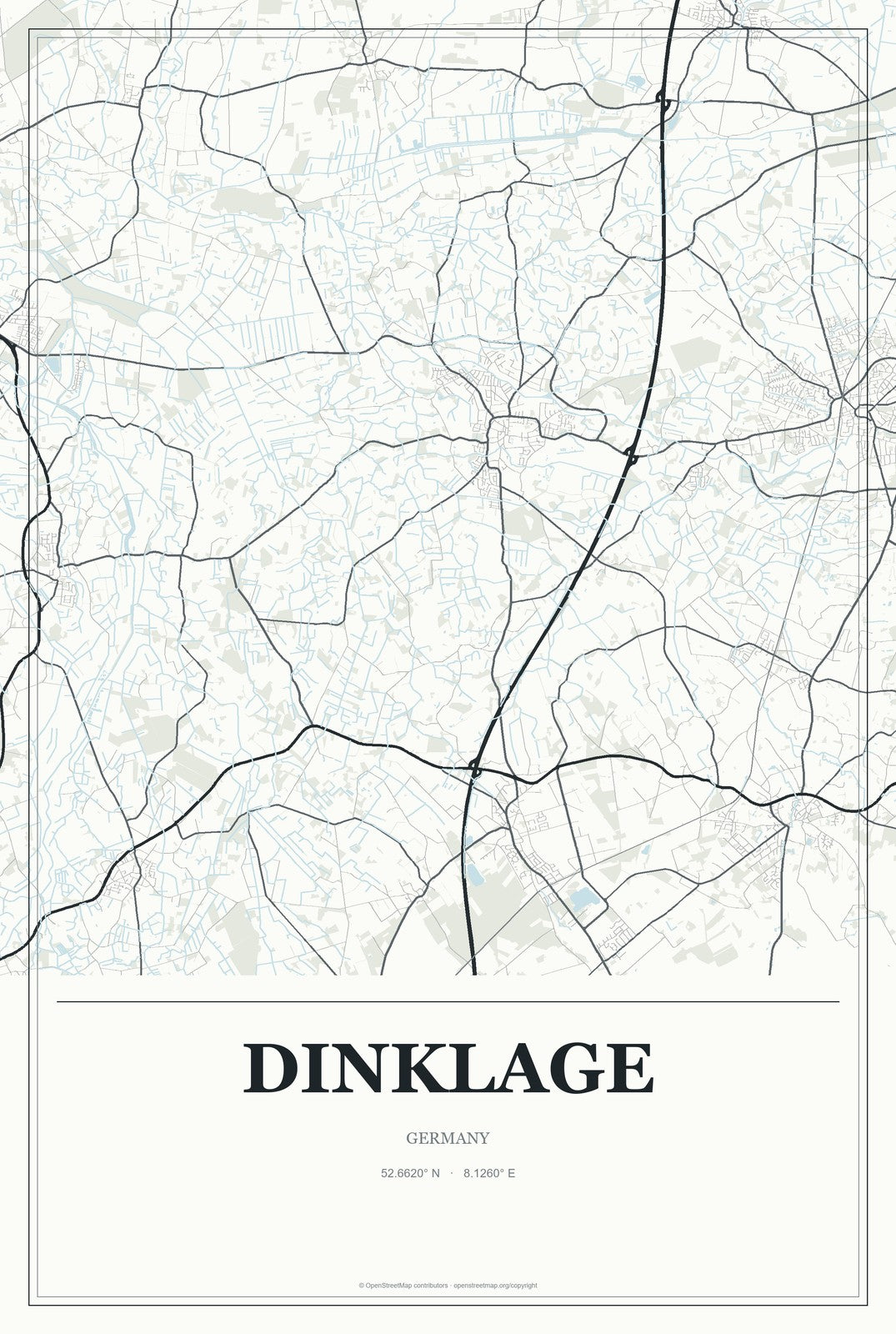 Dinklage, Germany City Map Aluminum Sign in Gallery Air style