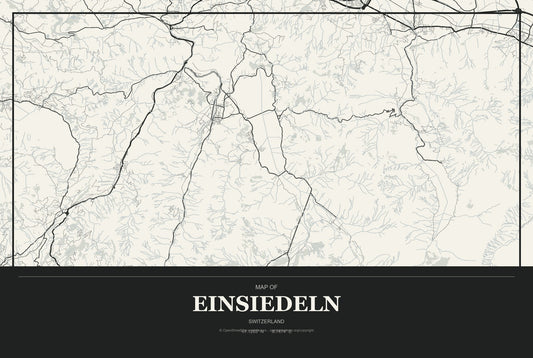 Einsiedeln, Switzerland City Map Aluminum Sign in Museum Plaque style