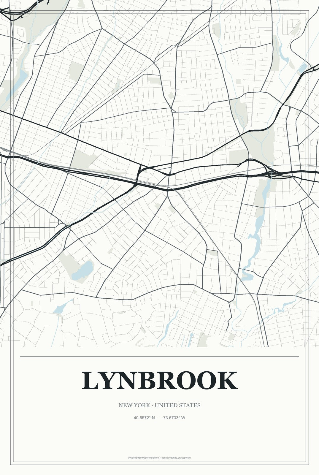 Lynbrook, New York City Map Aluminum Sign in Gallery Air style