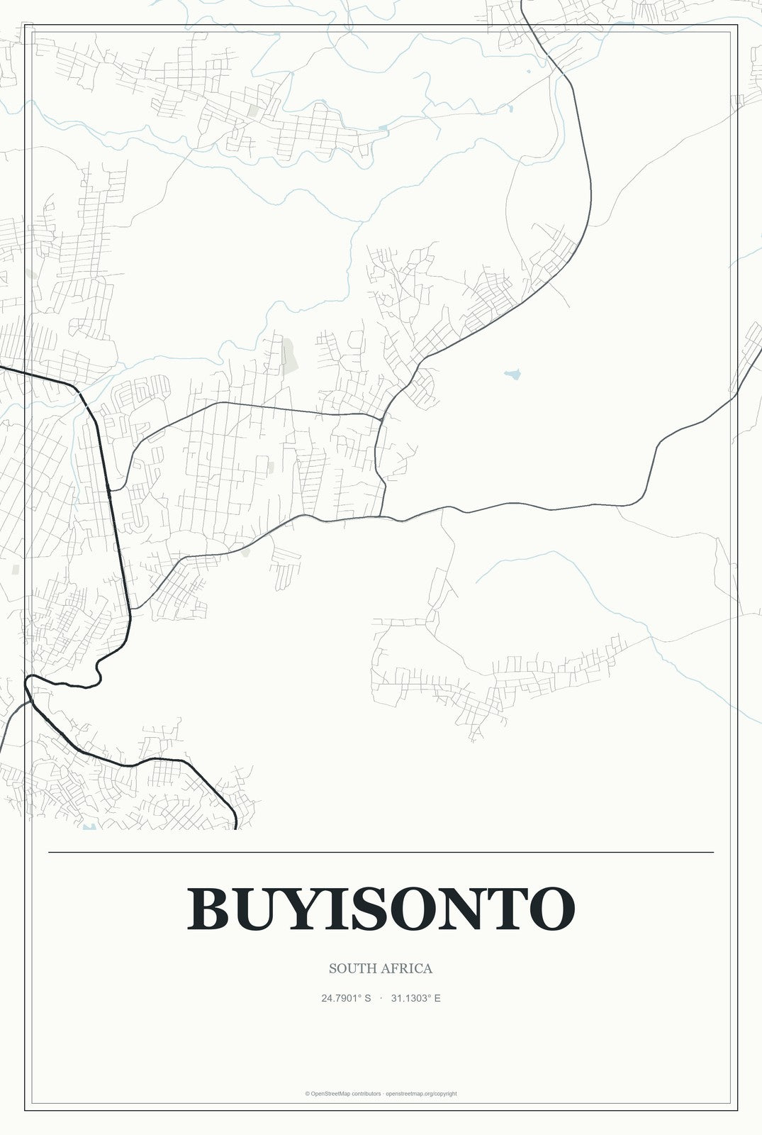 Buyisonto, South Africa City Map Aluminum Sign in Gallery Air style
