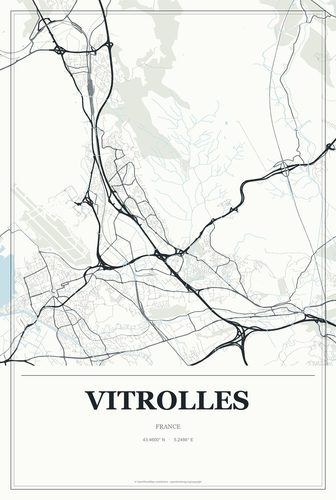 Vitrolles, France City Map Aluminum Sign in Gallery Air style