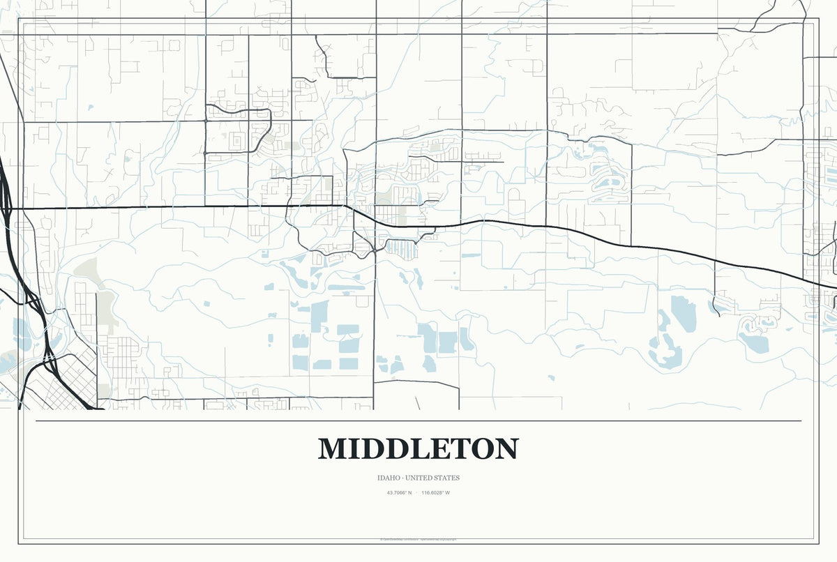 Middleton, Idaho City Map Aluminum Sign in Gallery Air style