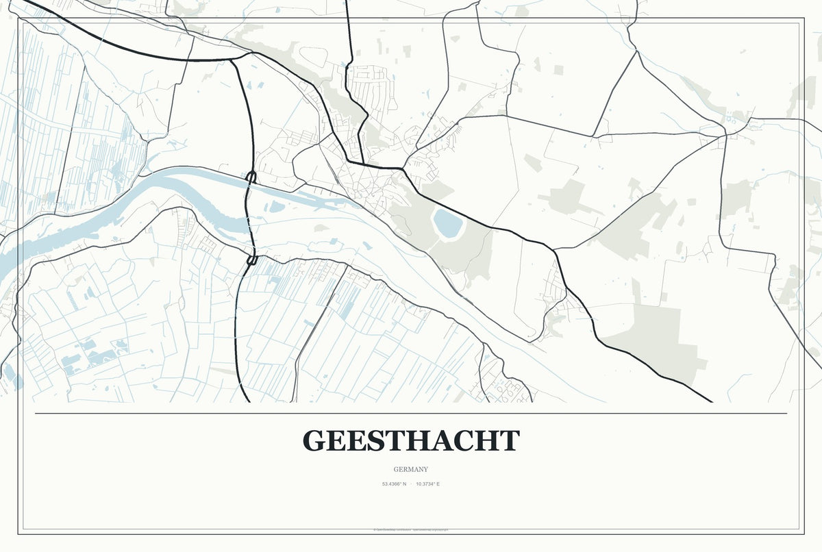 Geesthacht, Germany City Map Aluminum Sign in Gallery Air style
