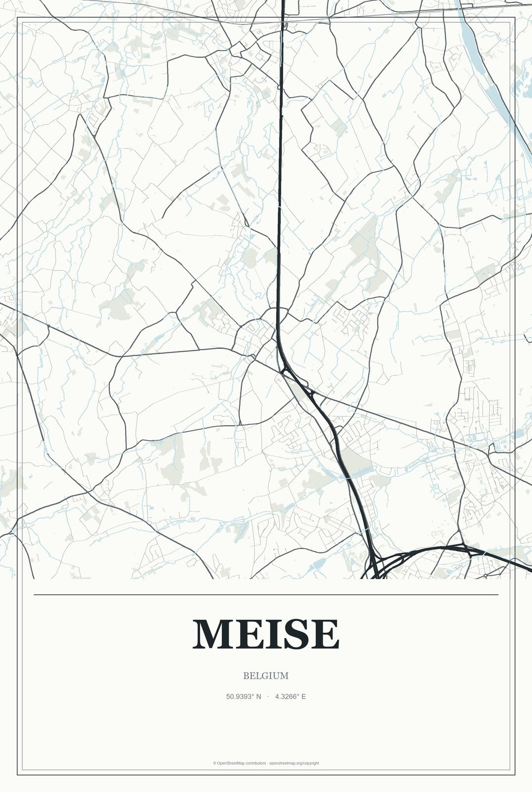 Meise, Belgium City Map Aluminum Sign in Gallery Air style