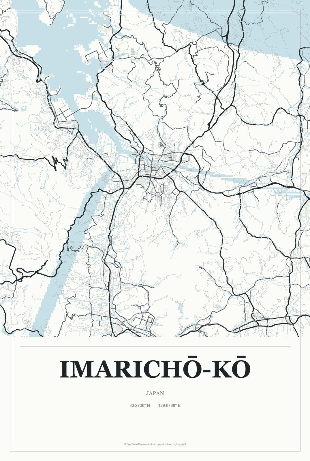 Imarichō-kō, Japan City Map Aluminum Sign in Gallery Air style