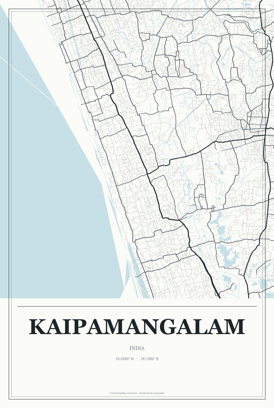 Kaipamangalam, India City Map Aluminum Sign in Gallery Air style