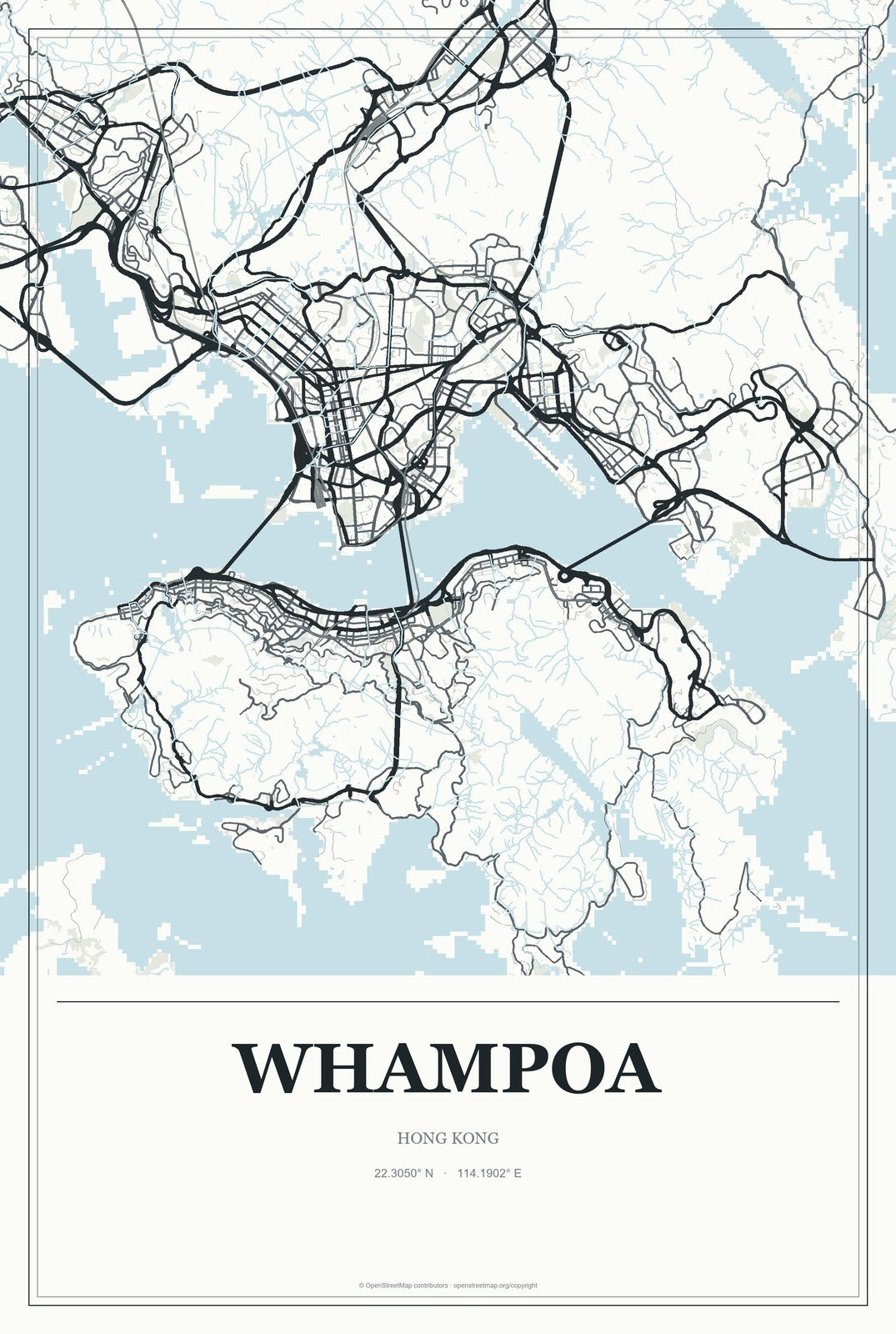 Whampoa, Hong Kong City Map Aluminum Sign in Gallery Air style