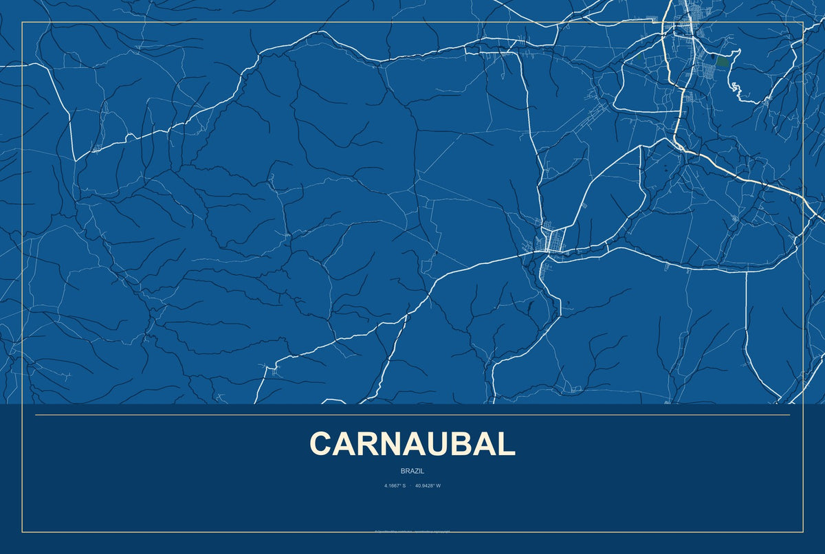 Carnaubal, Brazil City Map Aluminum Sign in Harbor Cobalt style