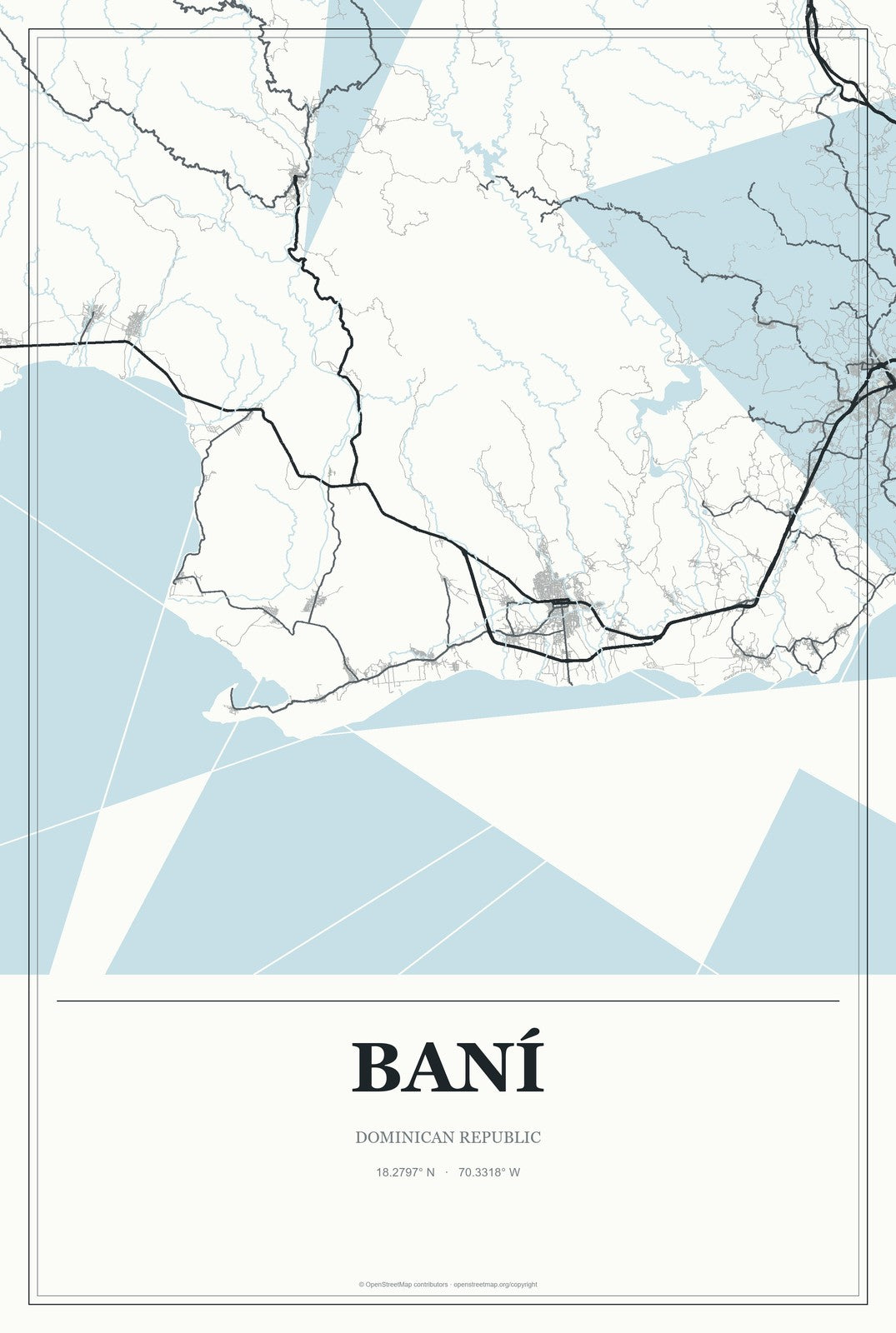 Baní, Dominican Republic City Map Aluminum Sign in Gallery Air style