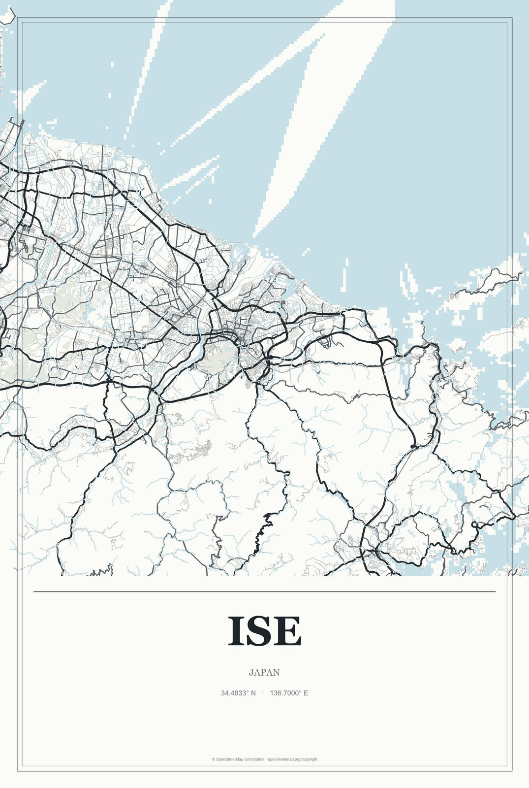 Ise, Japan City Map Aluminum Sign in Gallery Air style