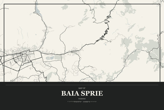 Baia Sprie, Romania City Map Aluminum Sign in Museum Plaque style