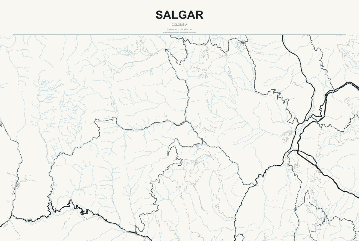 Salgar, Colombia City Map Aluminum Sign in Headline Atlas style