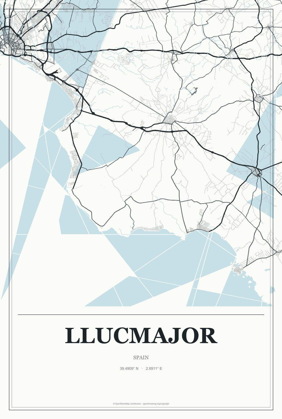 Llucmajor, Spain City Map Aluminum Sign in Gallery Air style