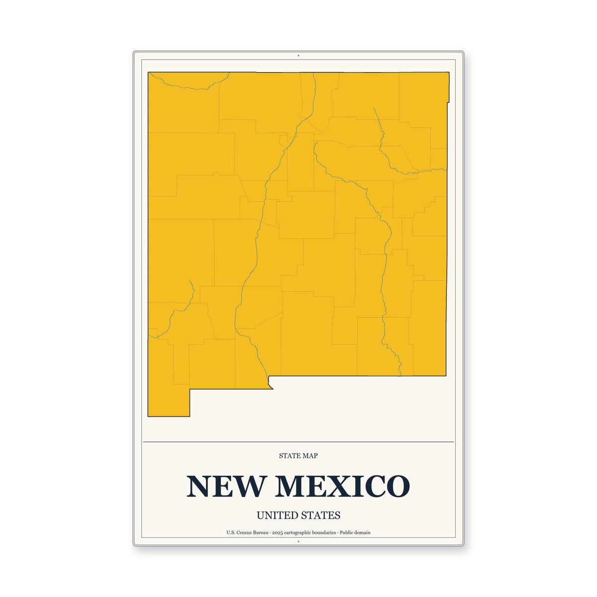 New Mexico state map aluminum sign in Citrine Modern style