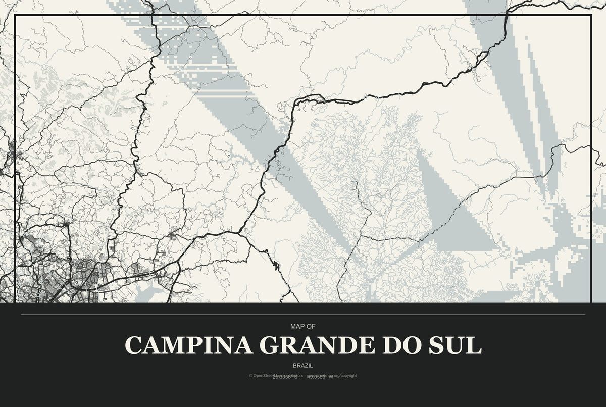 Campina Grande do Sul, Brazil City Map Aluminum Sign in Museum Plaque style