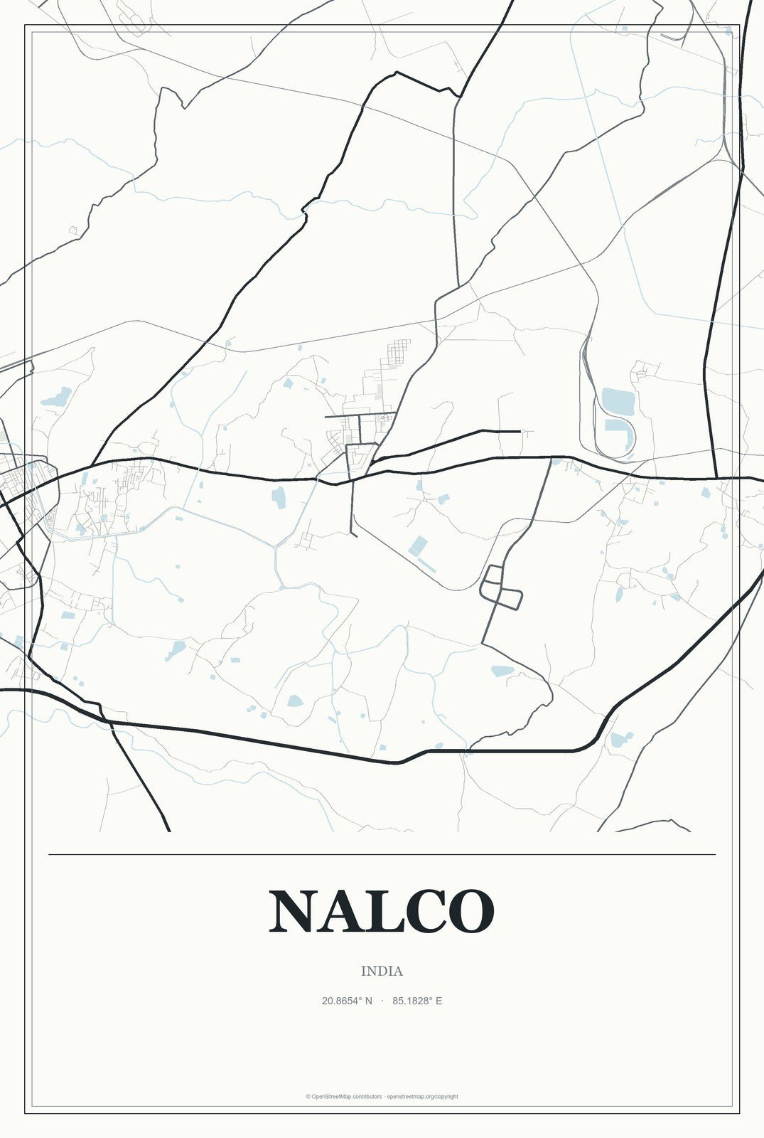 Nalco, India City Map Aluminum Sign in Gallery Air style
