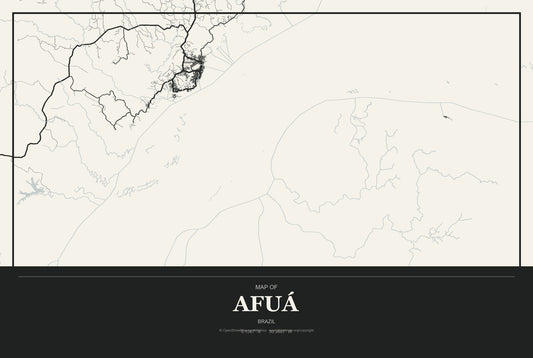 Afuá, Brazil City Map Aluminum Sign in Museum Plaque style