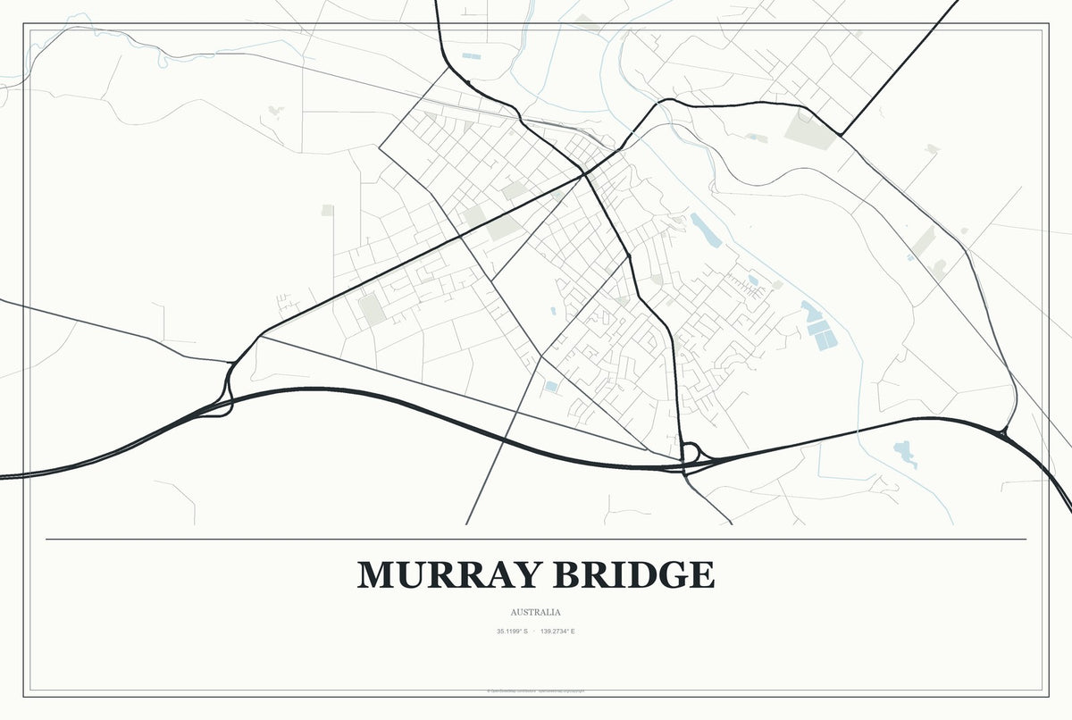 Murray Bridge, Australia City Map Aluminum Sign in Gallery Air style